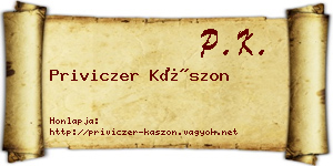 Priviczer Kászon névjegykártya